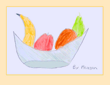 Pencil drawing of a bowl  of fruit
