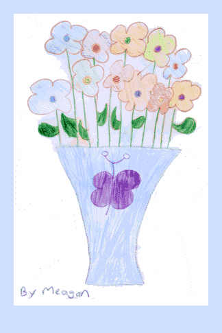Flowers in a blue vase - pencil drawing by Meagan