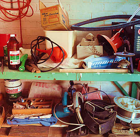 Untidy suburban garage